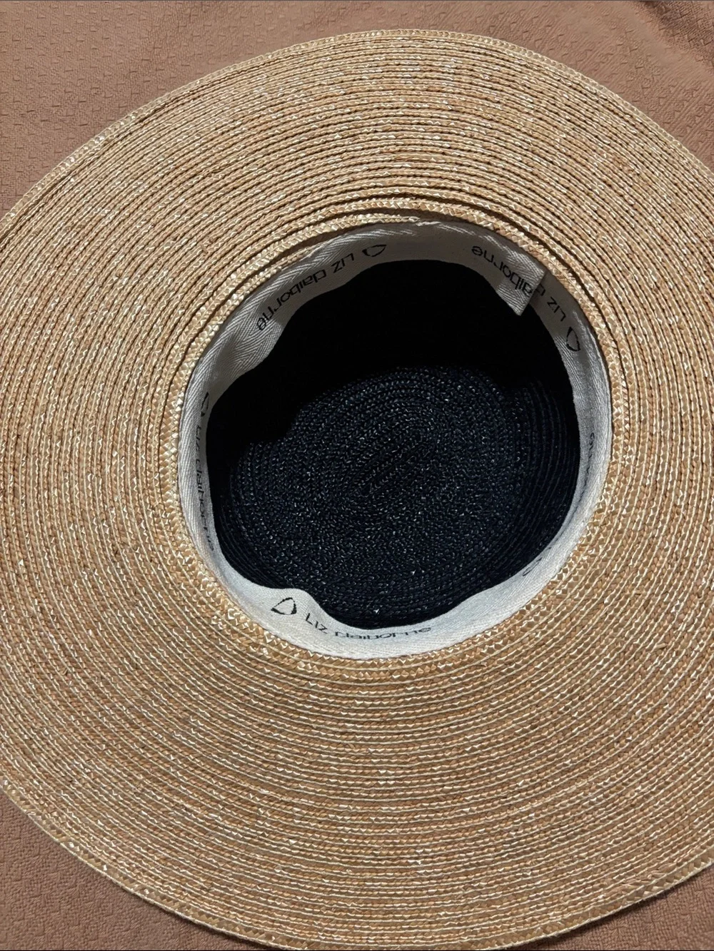 Liz Claiborne Black Crown Leopard-Print Straw Sun Hat